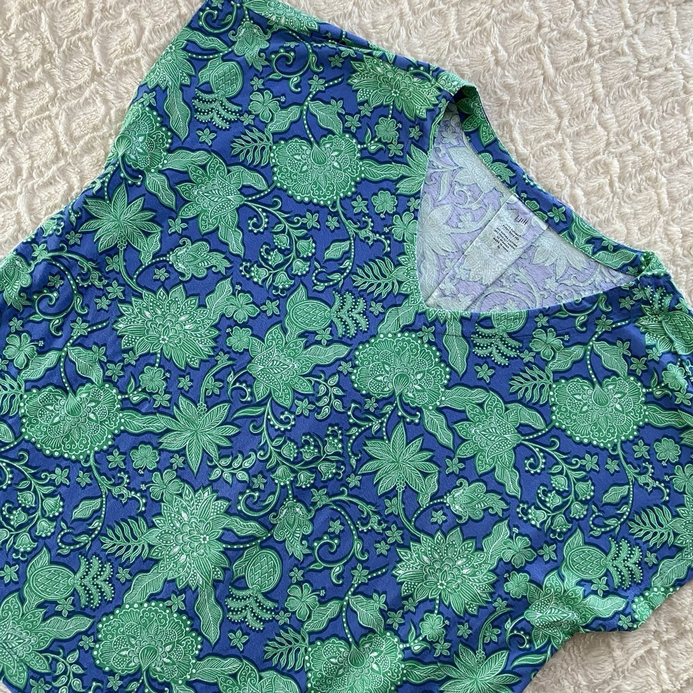 J. Jill Green Fitted Cap Sleeve Tee